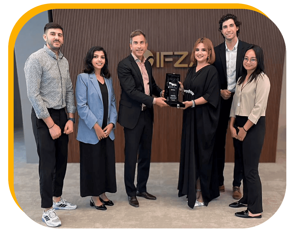The Bestax team receiving an IFZA partner award